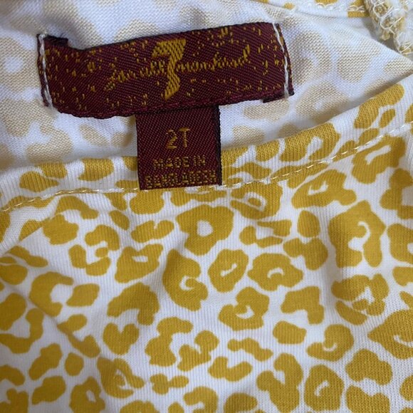 Se7en For All Mankind Yellow Animal Print Ruffle Top Size 2T - Picture 2 of 4